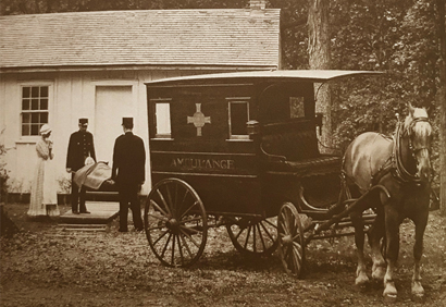 Ambulance transporting a Scarlet Fever patient