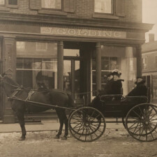 Picture 22 - Outside Brampton Bakery (Queen Street Bakery). Seated in Front: James and Rose Golding (Darling). Seated in back: Anna Golding (Darling)  circa 1904.  Image provided by Lynne Golding